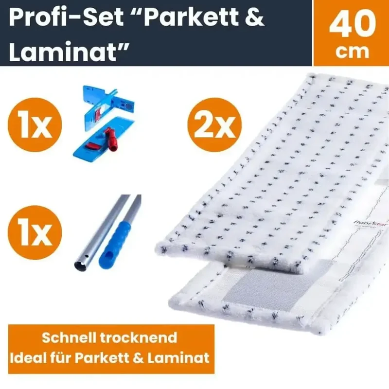 Set professionale lavapavimenti con mop "Parquet & Laminato 40 cm"