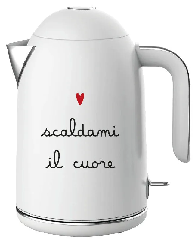 Bollitore Elettrico Bianco Simple Day "Scaldami il cuore" - 1,7 Litri