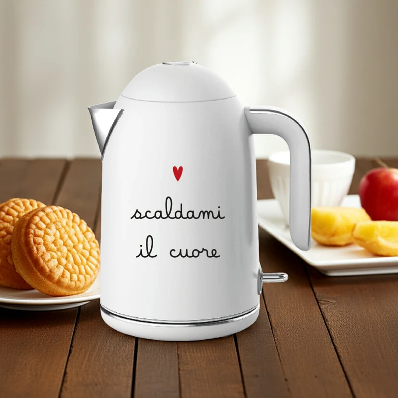 Bollitore Elettrico Bianco Simple Day "Scaldami il cuore" - 1,7 Litri