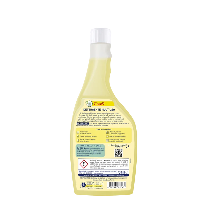 Casa9 Detergente Multiuso Fresco Agrumato Ricarica - 750ml