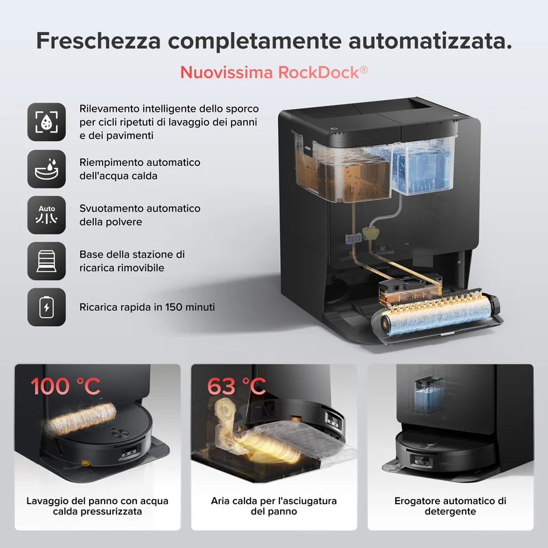 Roborock Saros 20 Flow Complete - Sistema di pulizia automatica pressurizzata SpiraFlow™ 2.0