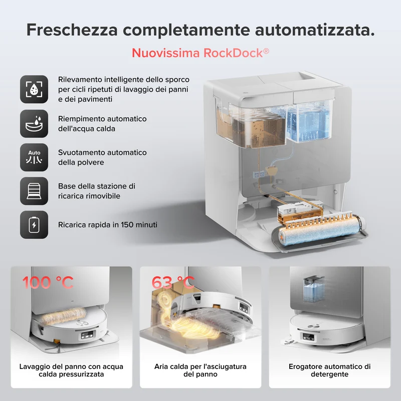 Roborock Saros 20 Flow Complete - Sistema di pulizia automatica pressurizzata SpiraFlow™ 2.0