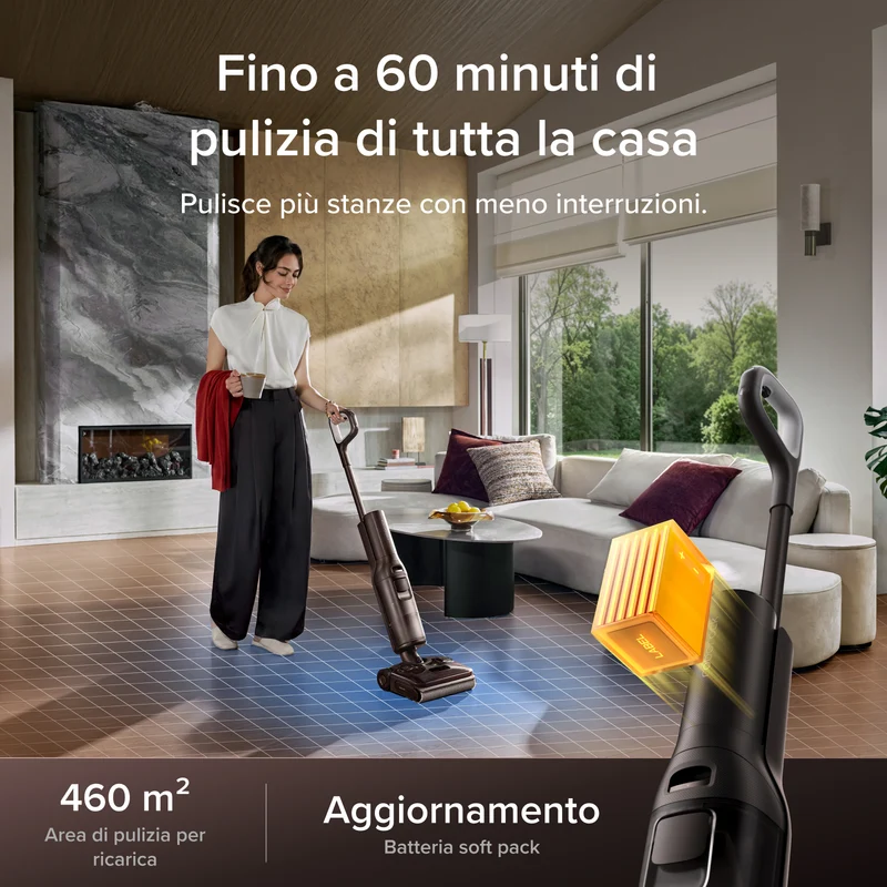 Aspirapolvere per umido e secco Roborock F25 Pro Turbo con la funzione di pulizia profonda con singolo tocco HyperScrub