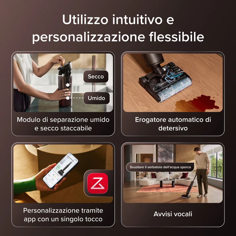 Aspirapolvere per umido e secco Roborock F25 Pro Turbo con la funzione di pulizia profonda con singolo tocco HyperScrub