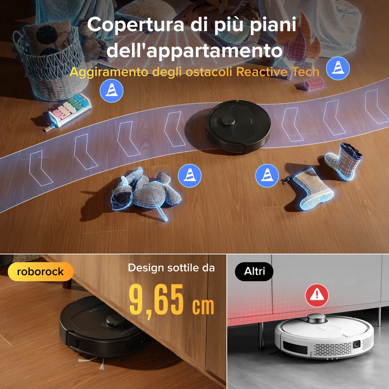 Robot aspirapolvere e lavapavimenti Roborock Qrevo S Pro - Aspirazione da 18.500 Pa e stazione di ricarica multifunzionale