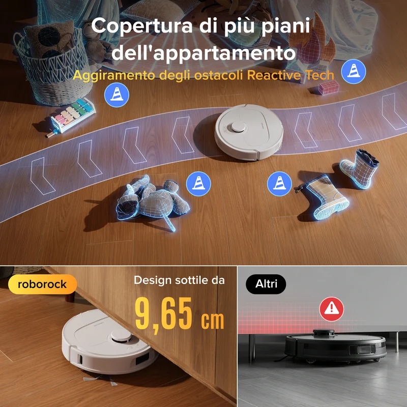 Robot aspirapolvere e lavapavimenti Roborock Qrevo S Pro - Aspirazione da 18.500 Pa e stazione di ricarica multifunzionale