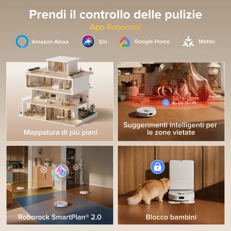 Robot aspirapolvere e lavapavimenti Roborock Qrevo S Pro - Aspirazione da 18.500 Pa e stazione di ricarica multifunzionale