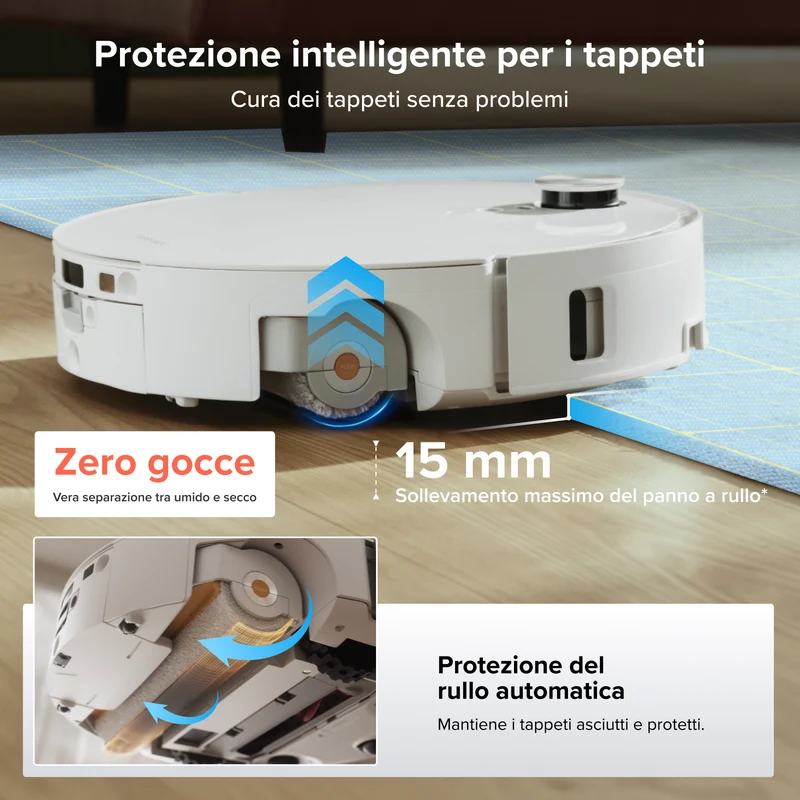 Robot aspirapolvere Roborock Qrevo Edge 2 Flow con panno a rullo e sistema di pulizia automatica pressurizzata SpiraFlow™ 2.0