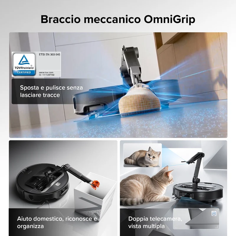 Roborock Saros Z70 Robot aspirapolvere con braccio meccanico OmniGrip™