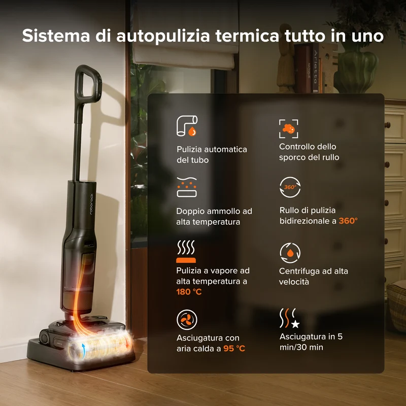Aspirapolvere per umido e secco Roborock F25 Steam con autopulizia a vapore e ad alta temperatura