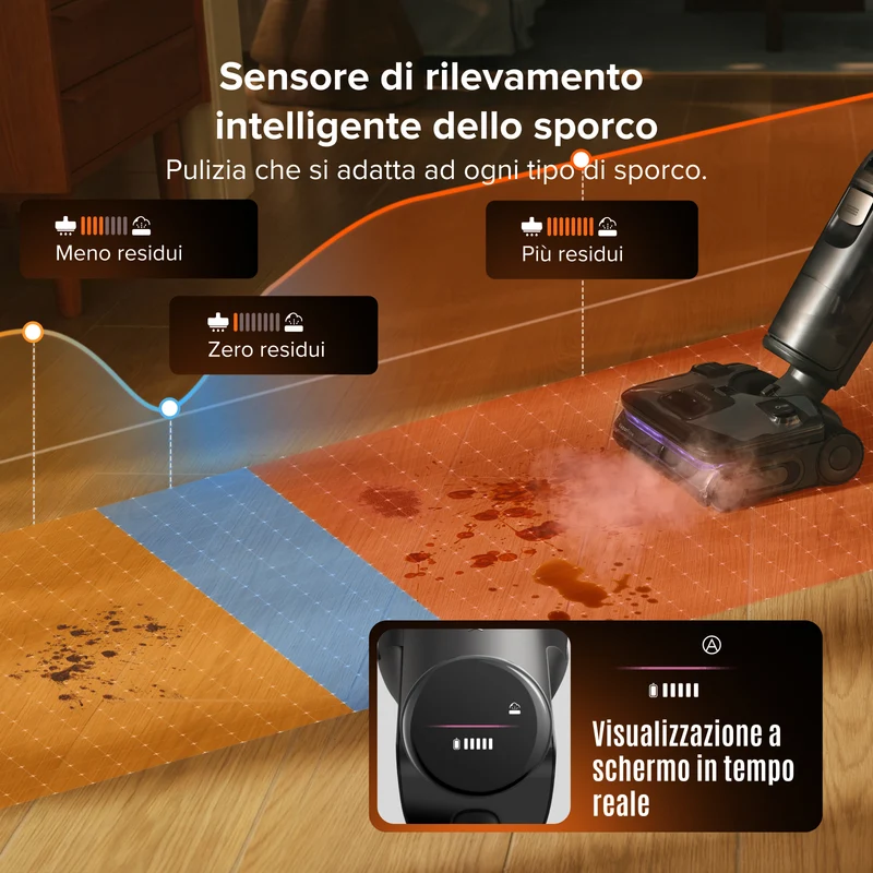 Aspirapolvere per umido e secco Roborock F25 Steam con autopulizia a vapore e ad alta temperatura