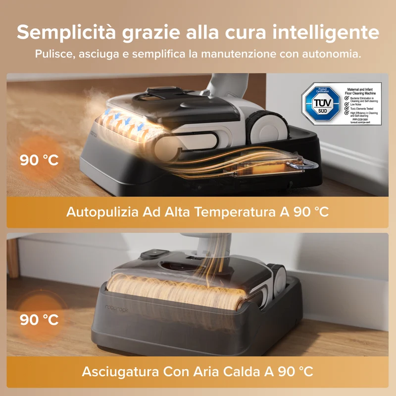 Aspirapolvere intelligente Roborock F25 GT Gen 2 per umido e secco con sistema di pulizia zero grovigli