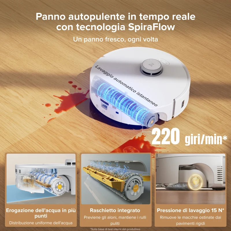 Roborock Qrevo Curv 2 Flow Robot aspirapolvere con panno a rullo e stazione di ricarica multifunzione