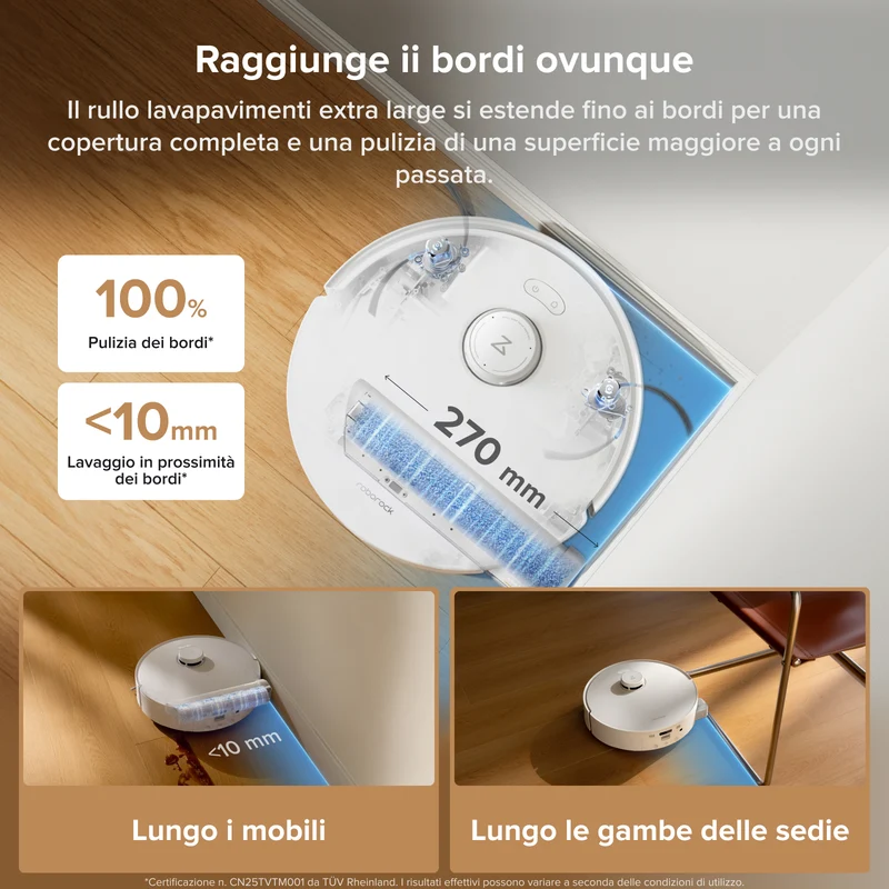 Roborock Qrevo Curv 2 Flow Robot aspirapolvere con panno a rullo e stazione di ricarica multifunzione