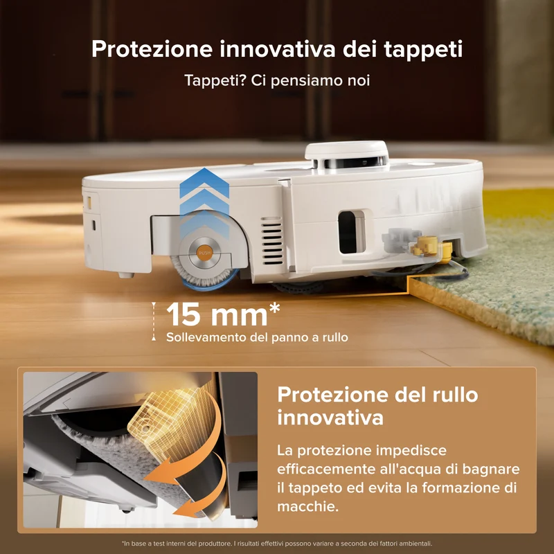 Roborock Qrevo Curv 2 Flow Robot aspirapolvere con panno a rullo e stazione di ricarica multifunzione
