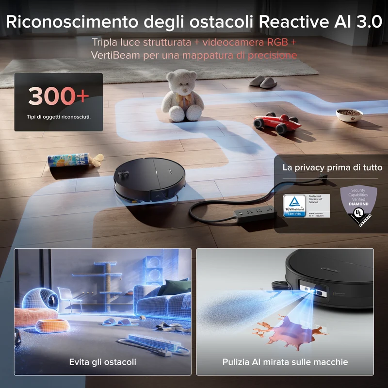 Robot Aspirapolvere Roborock Saros 20 Sonic con la nuovissima stazione di ricarica RockDock®