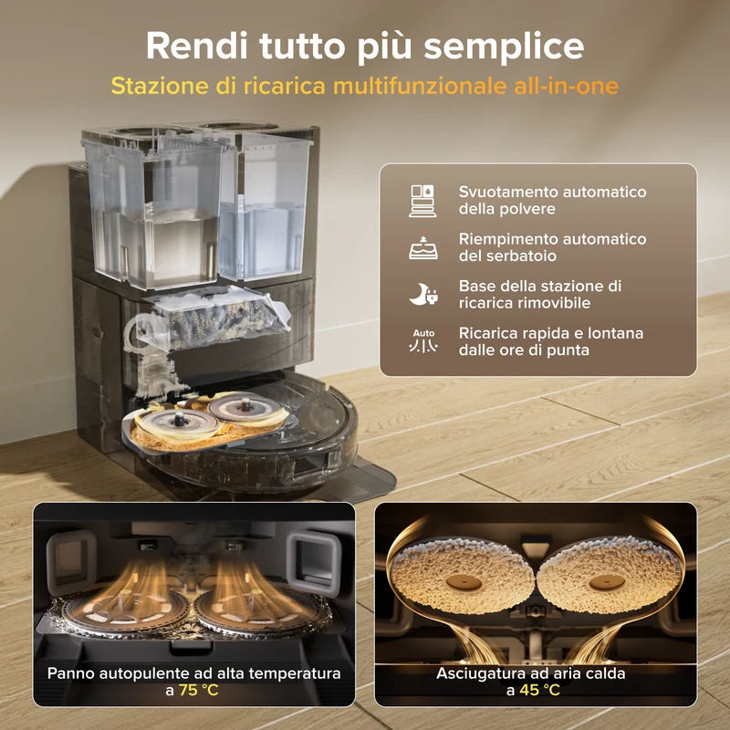 Robot aspirapolvere e lavapavimenti Roborock Qrevo S Pro Set - Aspirazione da 18.500 Pa e stazione di ricarica multifunzionale