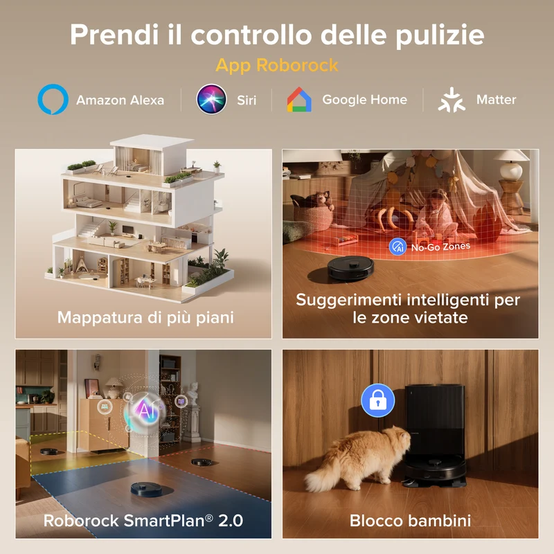 Robot aspirapolvere e lavapavimenti Roborock Qrevo S Pro Set - Aspirazione da 18.500 Pa e stazione di ricarica multifunzionale