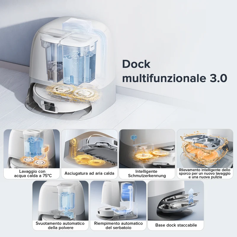 Roborock Qrevo Curv S5X robot aspirapolvere con stazione multifunzionale 3.0