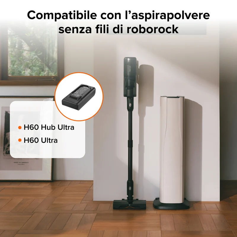 Batteria agli ioni di litio Roborock a 8 celle (2964 mAh) per H60 Hub Ultra / H60 Ultra – Alta capacità per un’autonomia prolungata, compatibile con aspirapolvere senza filo