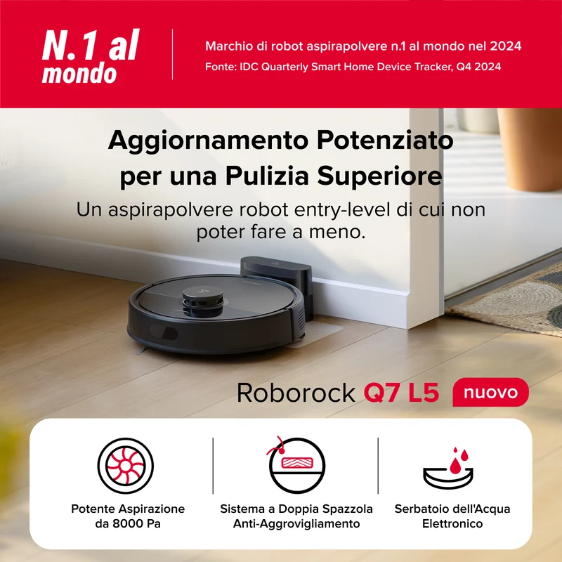1- Roborock Q7 L5 robot aspirapolvere