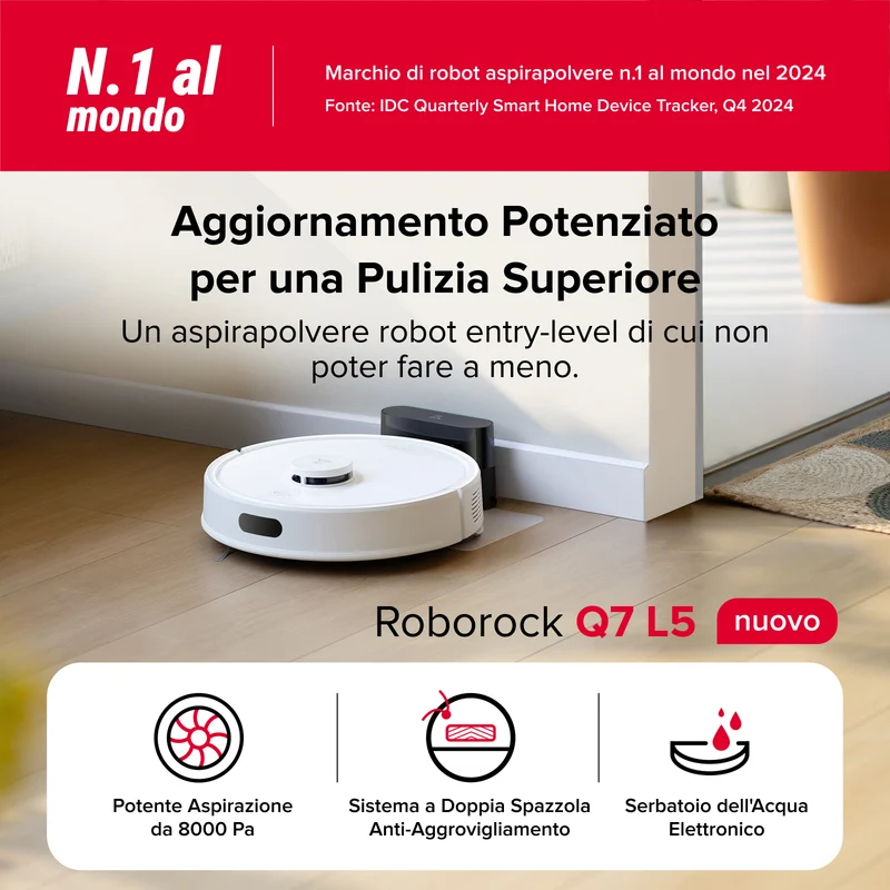1- Roborock Q7 L5 robot aspirapolvere