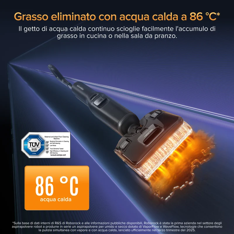Aspirapolvere Roborock F25 Ultra per umido e secco con pulizia a vapore e acqua calda