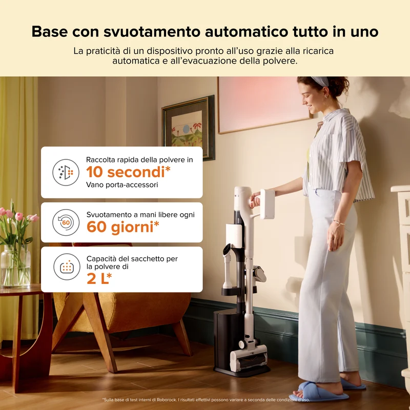 Roborock H60 Hub Aspirapolvere senza fili con base di svuotamento automatico