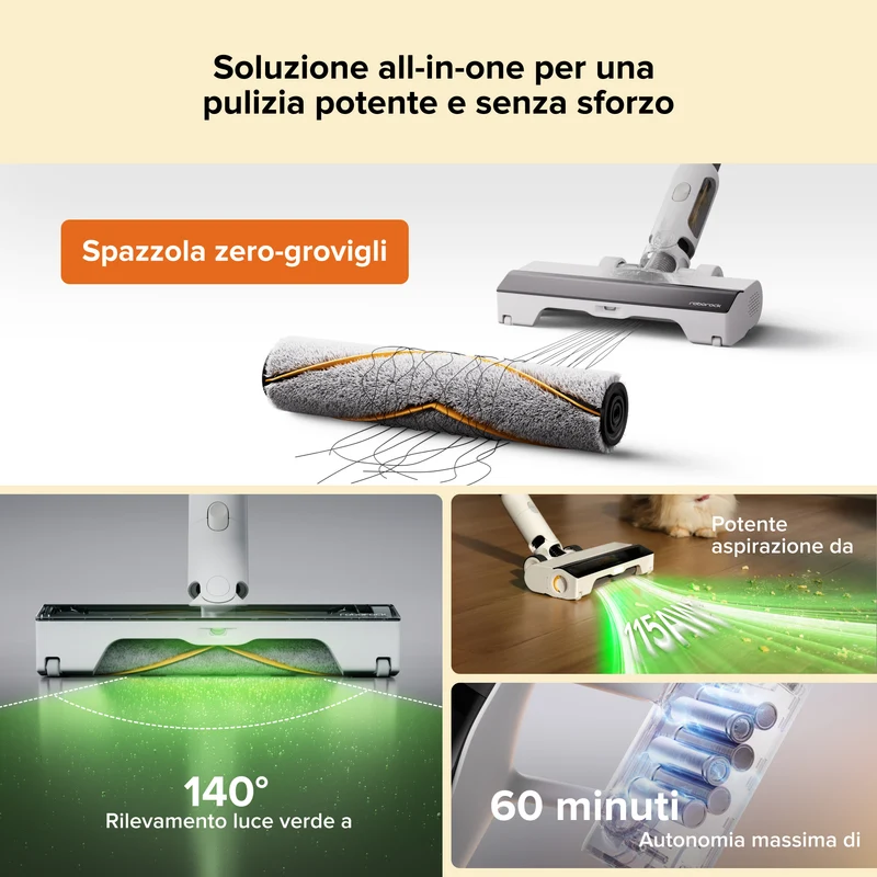 Roborock H60 Hub Aspirapolvere senza fili con base di svuotamento automatico