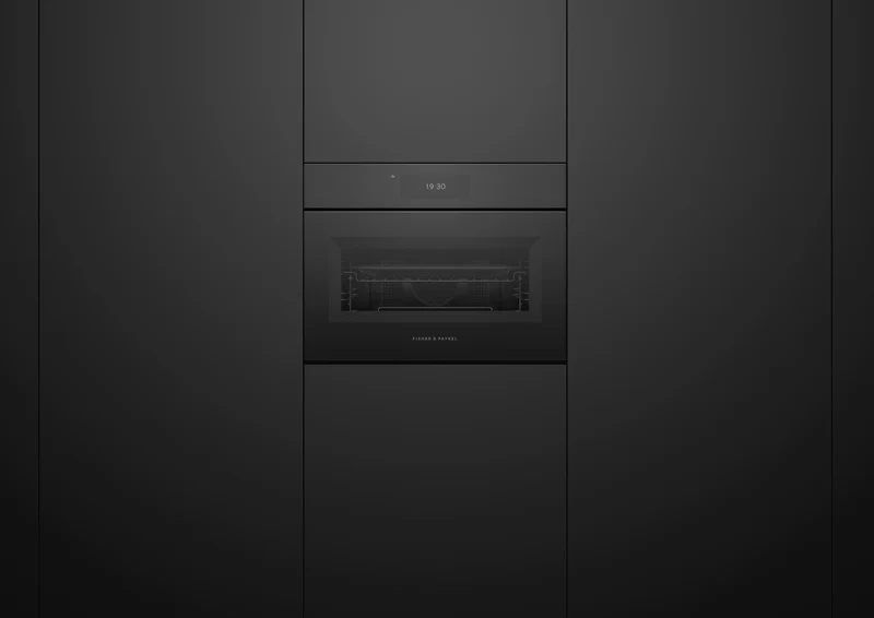 Fisher & Paykel 60cm Series 11 Minimal Handless Compact Combi-Microwave Oven, Black Glass