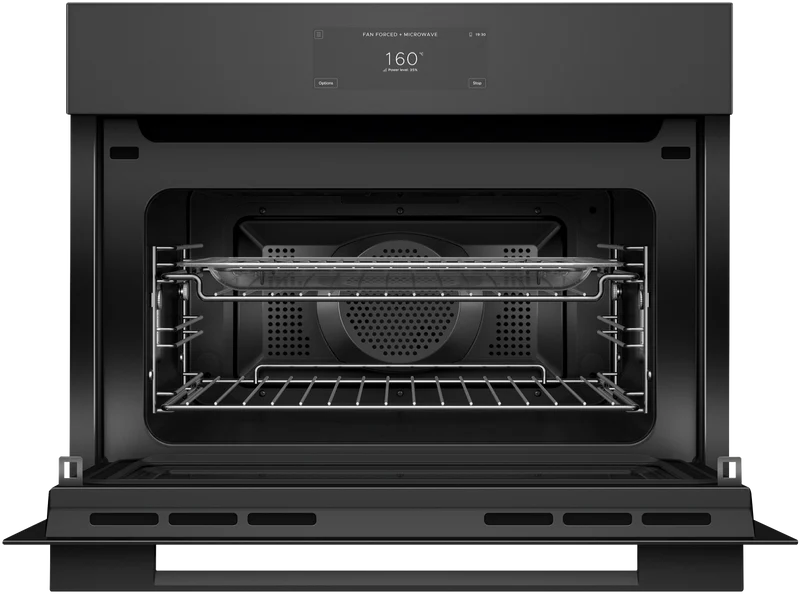 Fisher & Paykel 60cm Series 9 Minimal Compact Combi-Microwave Oven, Brushed Silver Glass