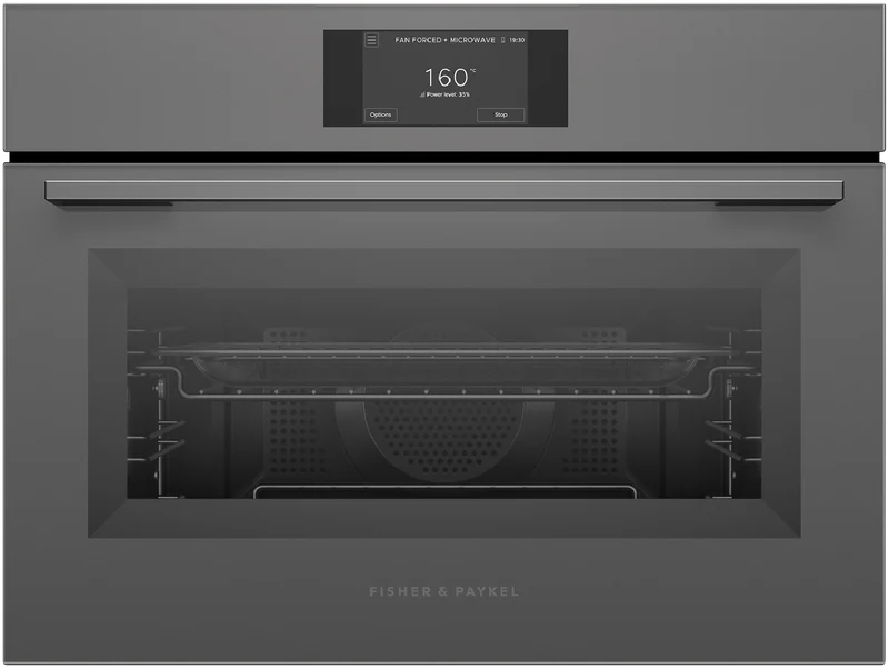 Fisher & Paykel 60cm Series 7 Minimal Compact Combi-Microwave Oven, Grey Glass