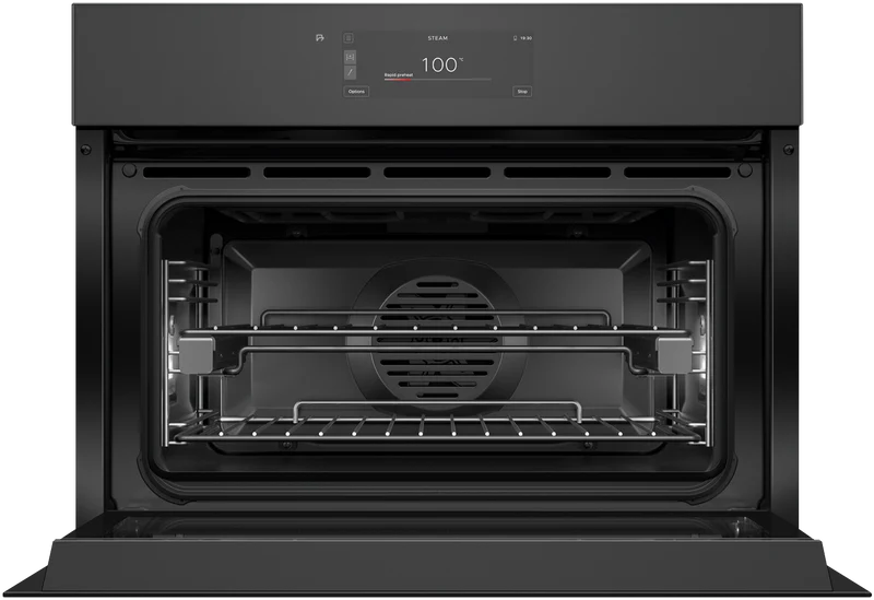 Fisher & Paykel 60cm Series 11, Minimal Handless Compact Combi-Steam Oven, Black Glass