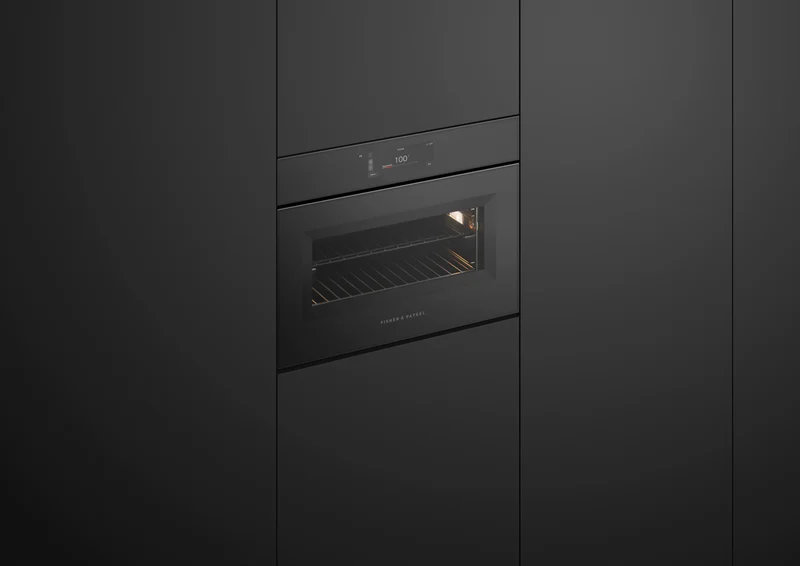 Fisher & Paykel 60cm Series 11, Minimal Handless Compact Combi-Steam Oven, Black Glass