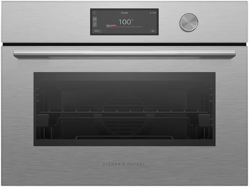 Fisher & Paykel 60cm Series 11, Contemporary Compact Combi-Steam Oven, Brushed Silver Glass