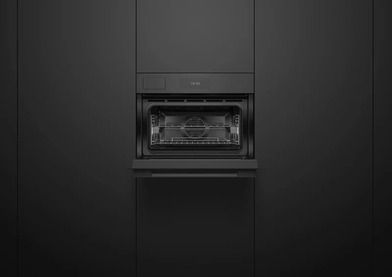 Fisher & Paykel 60cm Series 9, Minimal Compact Combi-Steam Oven, Black Glass