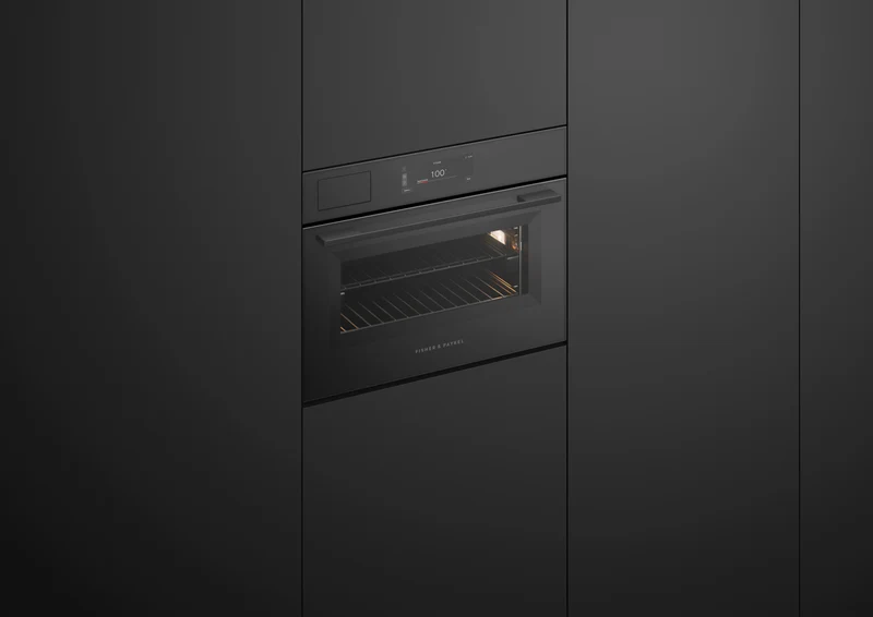 Fisher & Paykel 60cm Series 9, Minimal Compact Combi-Steam Oven, Black Glass