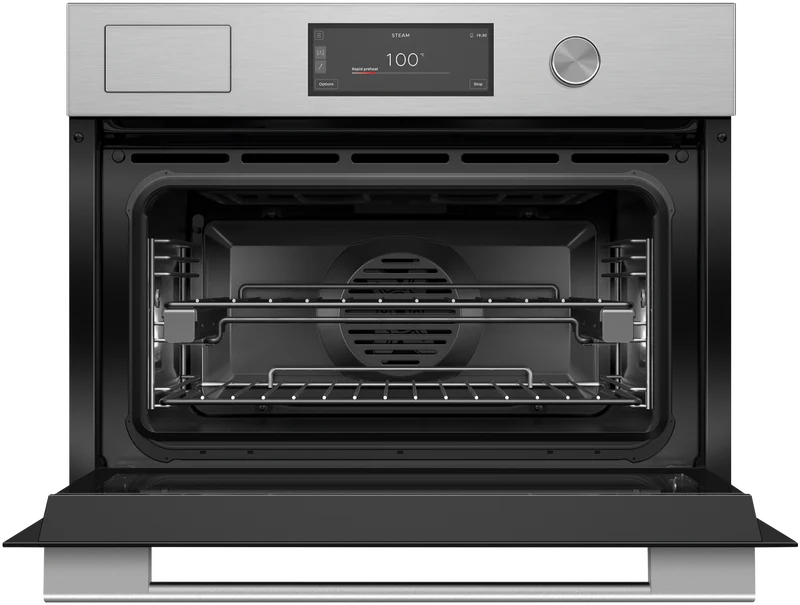 Fisher & Paykel 60cm Series 9, Contemporary Compact Combi-Steam Oven, Brushed Silver Glass
