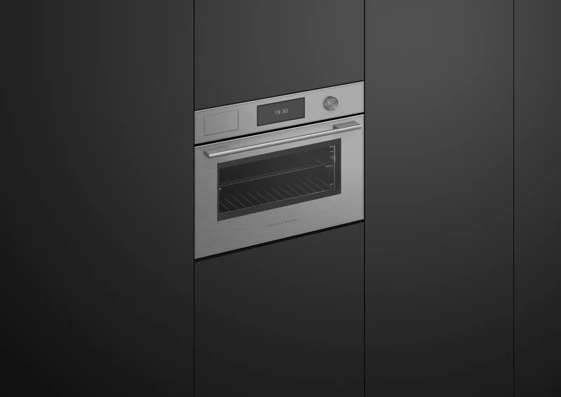 Fisher & Paykel 60cm Series 9, Contemporary Compact Combi-Steam Oven, Brushed Silver Glass