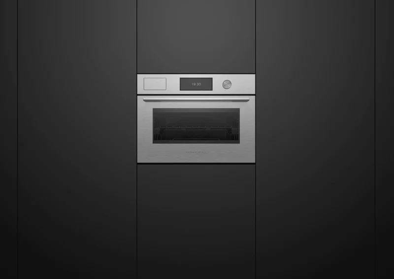 Fisher & Paykel 60cm Series 9, Contemporary Compact Combi-Steam Oven, Brushed Silver Glass