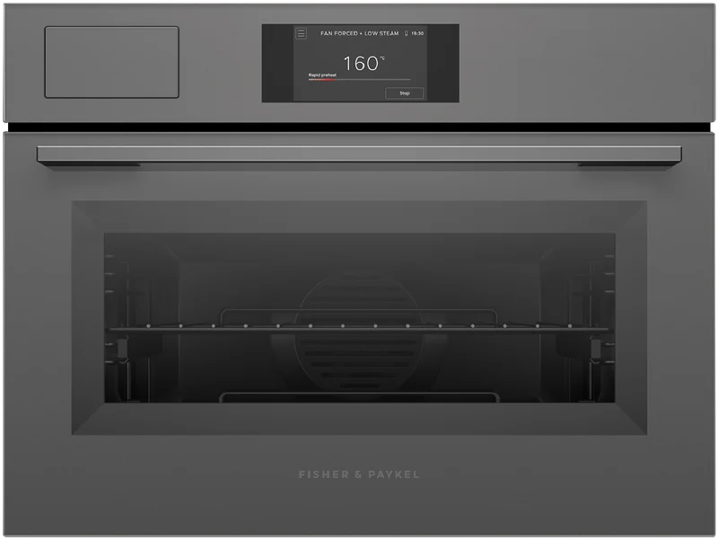 Fisher & Paykel 60cm Series 7, Minimal Compact Combi-Steam Oven, Grey Glass