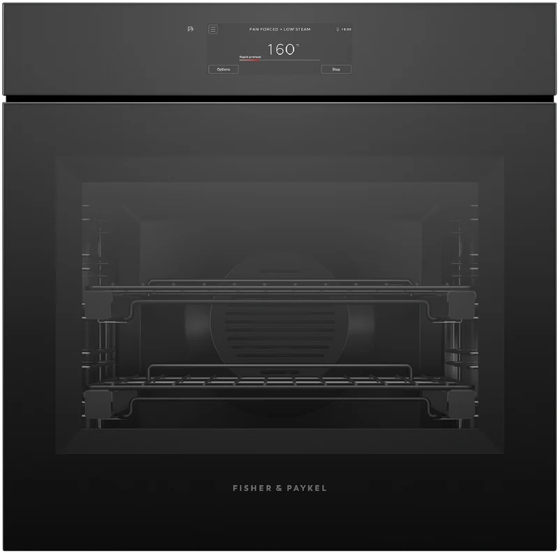 Fisher & Paykel 60cm Series 11, Minimal Handless Combi-Steam Oven, Black Glass