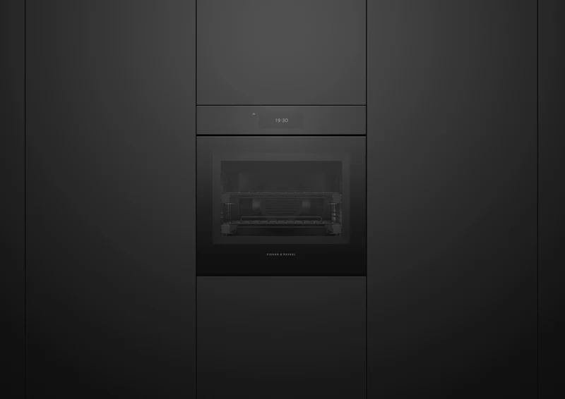 Fisher & Paykel 60cm Series 11, Minimal Handleless Pyrolytic Oven, Black Glass
