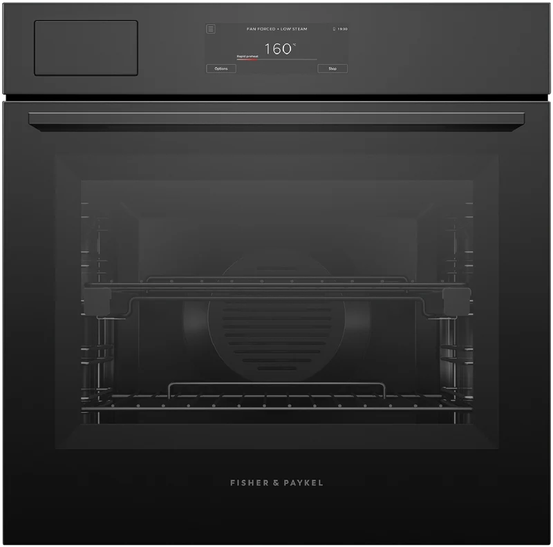 Fisher & Paykel 60cm Series 9, Minimal Combi-Steam Oven, Black Glass