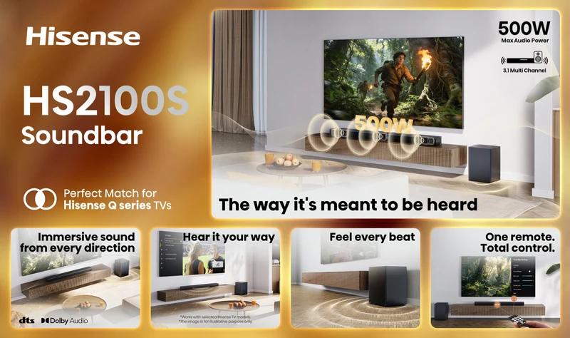 Hisense HS3100S 500W 3.1 CH Soundbar with Subwoofer