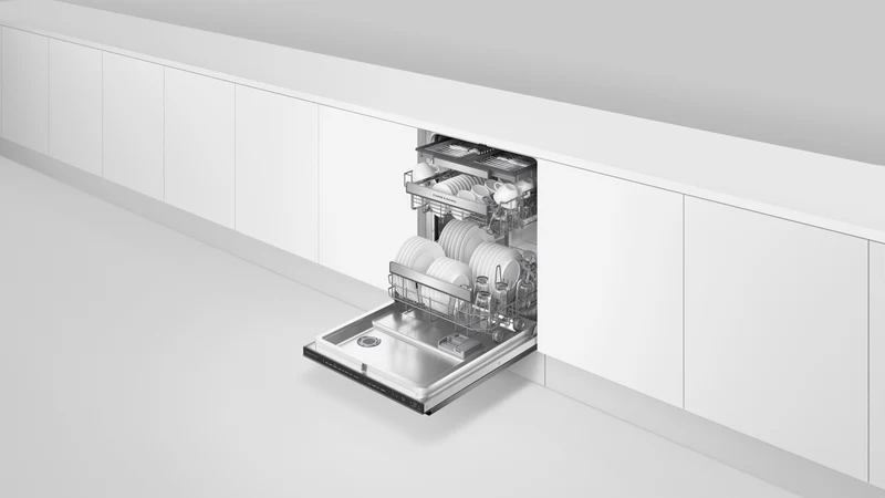 Fisher & Paykel Series 7 Contemporary Built-Under Dishwasher, Recessed Handle, Black Stainless Steel