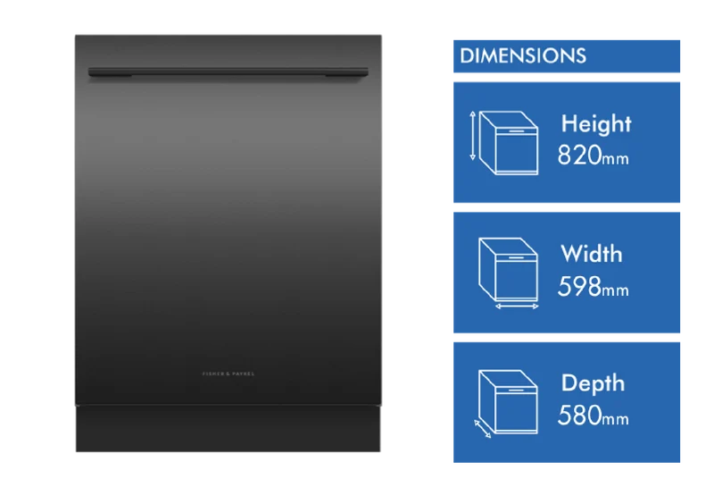 Fisher & Paykel Series 7 Contemporary Built-Under Dishwasher, Black Contemporary Handle, Stainless Steel