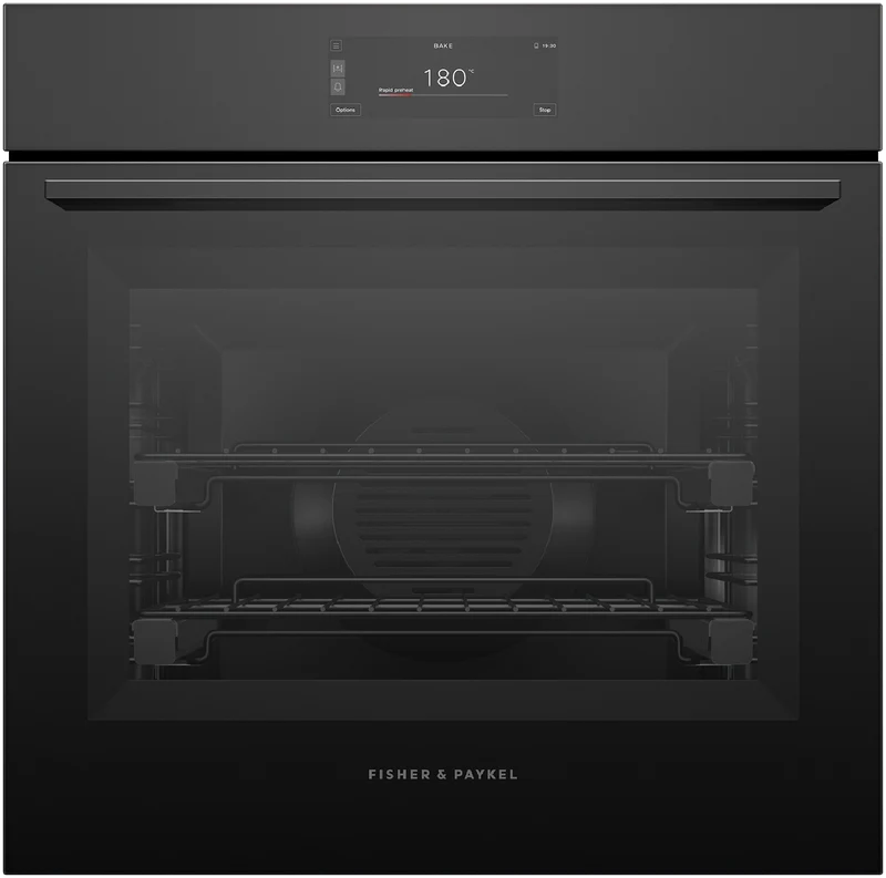 Fisher & Paykel 60cm Series 9, Minimal Pyrolytic Oven, Black Glass
