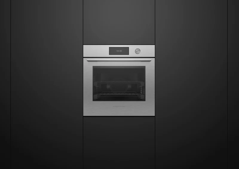 Fisher & Paykel 60cm Series 9, Contemporary Pyrolytic Oven, Brushed Silver Glass