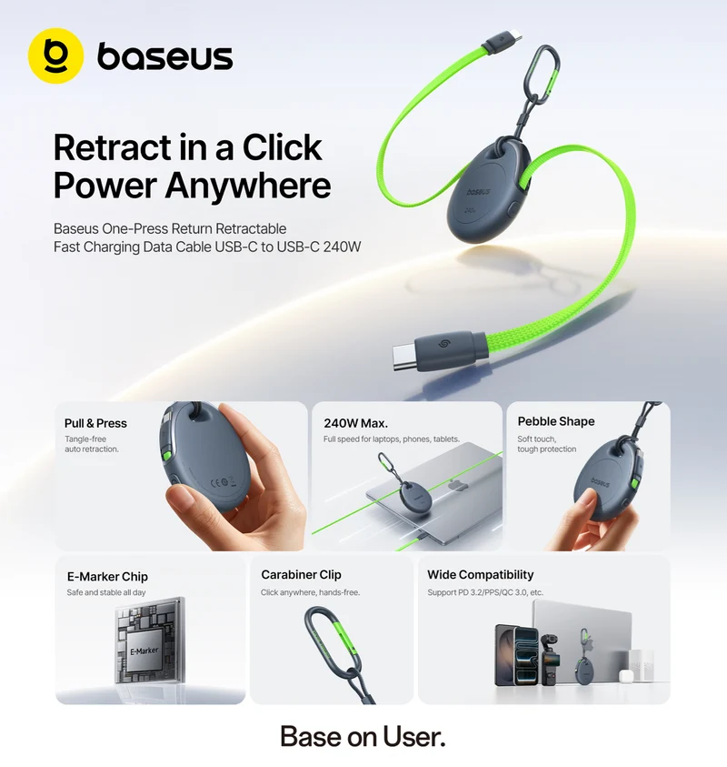 Baseus Retractable USB-C to USB-C 240W Cable (1M)